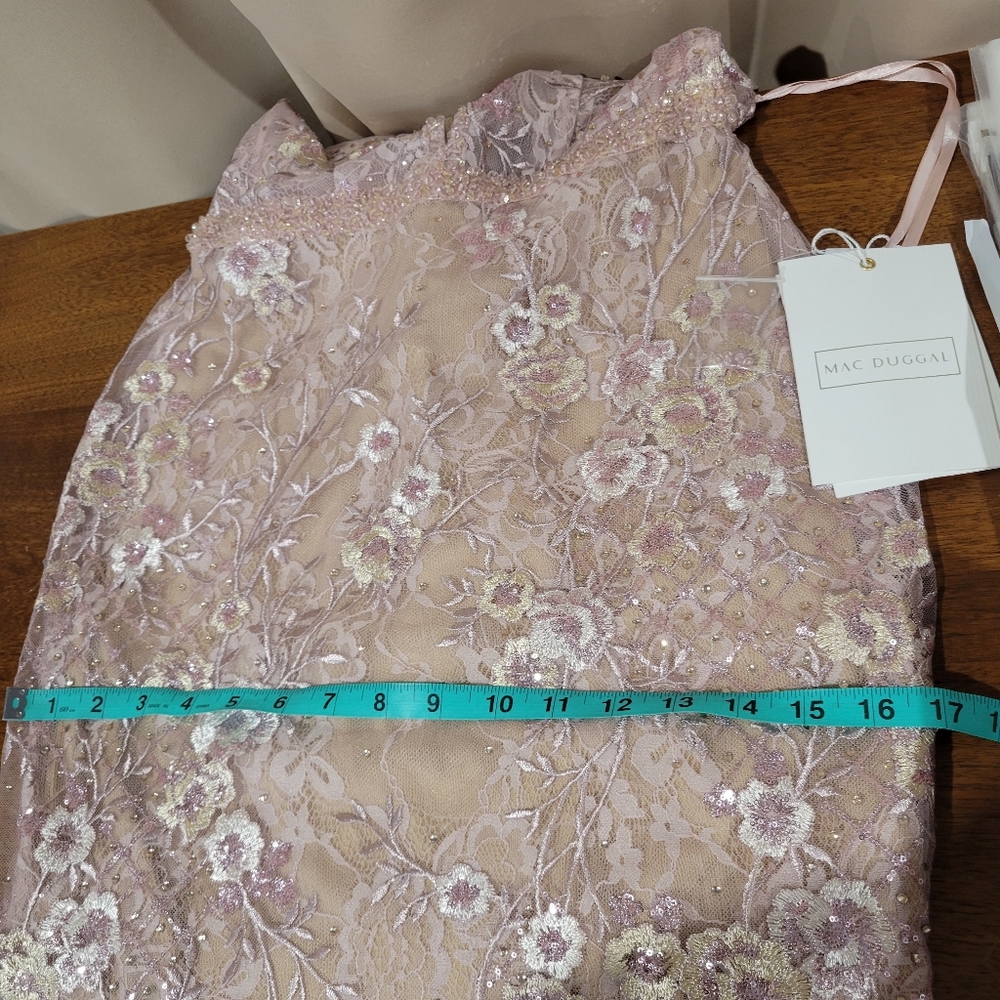 Mac Duggal 67481 Pink Floral Embellished Sleeveless Plunge Neck Gown NWT Size 4 - Picture 13 of 15